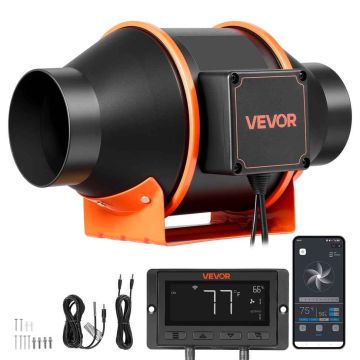 Канальный вентилятор VEVOR HF-100PE, 10 скоростей, 30,5 × 21 × 18,5 см