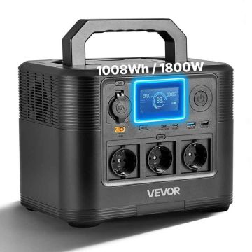 Портативная электростанция VEVOR M9, 1800 Вт, 1008 Вт·ч, 8 портов, 290 × 220 × 230 мм