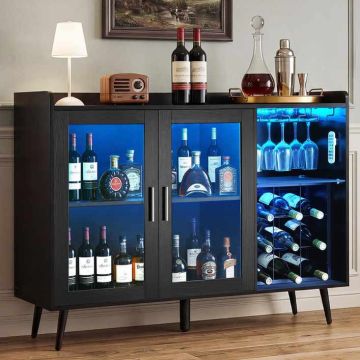 Veinikapp VEVOR DX0202-C250498S-01, 9 riiulit, LED-valgustusega, Must, 1200 × 400 × 900 mm