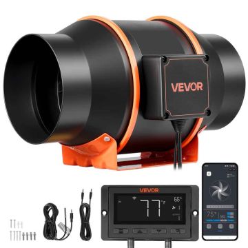 Канальный вентилятор VEVOR HF-150PE, 10 уровней скорости, 31,5 × 23 × 21 см