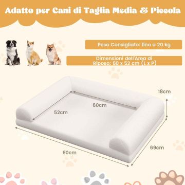 Orthopedic dog bed, Sand, 90 × 69 × 18 cm