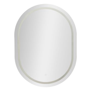 Ovaalne LED-seinapeegel Mauro Ferretti Simple, 3 valguse värvustemperatuuri, 60 × 80 × 3,5 cm