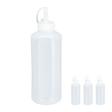 Kastmepudelid Relaxdays, 4 tk, 1000 ml, 8 × 26 × 8 cm
