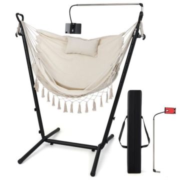 Hanging chair, with U-shaped stand, 152 × 107 × 96–146 cm