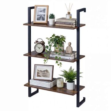 Hanging shelf, 3 tiers, Brown/black, 53 × 90 × 23 cm