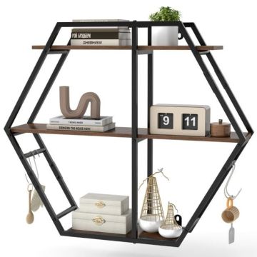 Hanging shelf, 3 tiers, 4 hooks, 80 × 69.5 × 18 cm