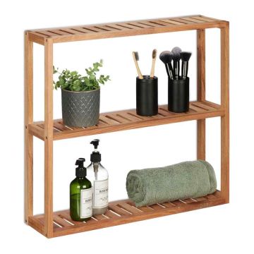 Подвесная полка Relaxdays 10045796.0, 3 яруса, Коричневая, 60 × 54 × 15 см