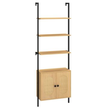 Hanging shelf with cabinet, 3 open shelves + 1 adjustable shelf, 59.7 × 30.5 × 180.3 cm