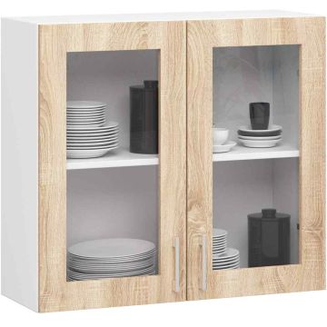 Навесной кухонный шкаф AKORD LIMA W80, бело-дубовый, 80 × 72 × 30,5 см