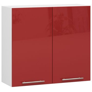 Навесной кухонный шкаф OLIWIA, 2 дверцы, белый/красный, 80 × 72 × 30 см