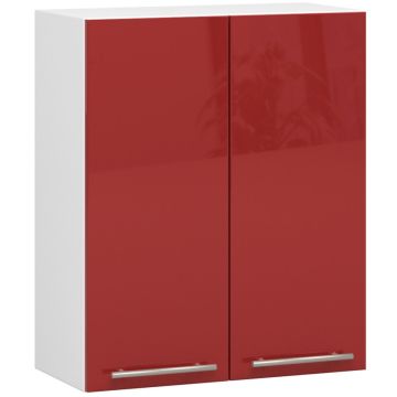 Навесной кухонный шкаф OLIWIA W, двухдверный, белый/красный, 60 × 72 × 30 см