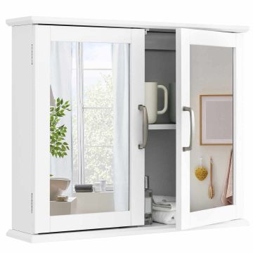 Wall-mounted bathroom cabinet, 2 mirrored doors, 2 shelves, 82.55 × 49.53 × 13.97 cm