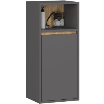 Подвесной шкаф для ванной AKORD VAMI W35 1D 1W, 1 дверца и 3 полки, серый/коричневый, 35 × 80 × 30 см