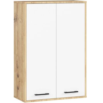 Подвесной шкафчик для ванной FIN, 2 дверцы, белый/коричневый, 64 × 94 × 30 см