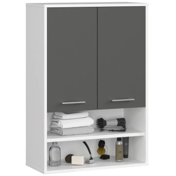 Подвесной шкафчик для ванной FIN H934 W64, 2 дверцы, бело-серый, 64 × 94 × 30 см