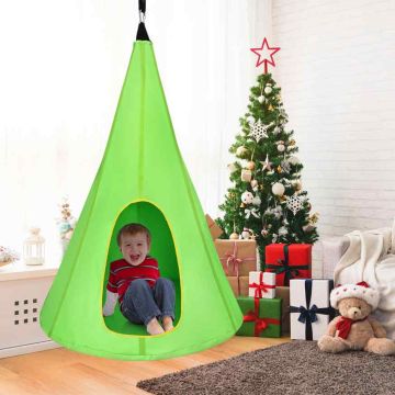Hanging hammock for children, with a wooden tent, Ø 81.28 × 139.7 cm