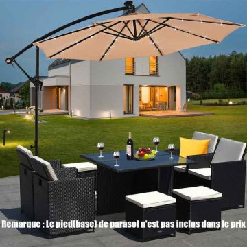 Hanging Outdoor Umbrella, with 24 LED Lights, Sand