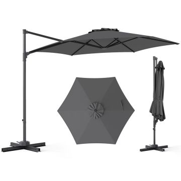 Hanging outdoor umbrella, With cross stand