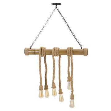 Mauro Ferretti Bamboo/Rope pendant lamp, 6 light points, 80 × 120 × 15 cm