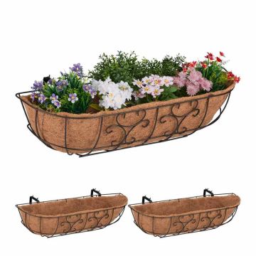 Riputatavad rõdukastid Relaxdays 10037892.0, 3 tk, Pruun, 76 × 21 × 22 cm