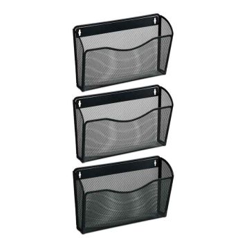 Настенные держатели для журналов Relaxdays, 3 шт, Чёрные, 35,5 × 22 × 8,5 см