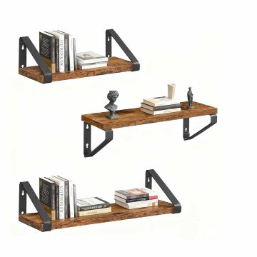 Riputatavad seinariiulid Relaxdays, 3-osaline komplekt, 30 × 11 × 12 cm, 35 × 11 × 12 cm, 40 × 11 × 12 cm