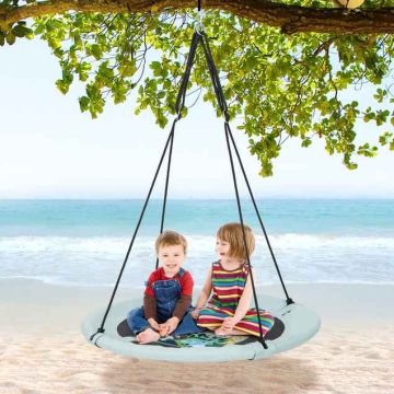 Hanging swing, Plate Ø 101 cm, Blue/black or green/black, Ø 101 × 140–180 cm