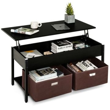 Lifting coffee table, 2 folding drawers, 106 × 50 × 48 cm