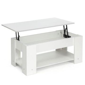 Lifting coffee table, with hidden compartment and shelf