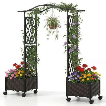 Raised bed, 2 planters, Brown, 153 × 40 × 147 cm