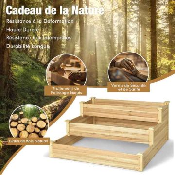 Raised bed, 3-tier, 121.92 × 121.92 × 55.88 cm