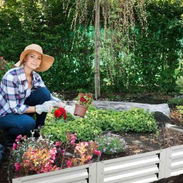 Raised bed, 6 triangular planting boxes, 150 × 150 × 30 cm