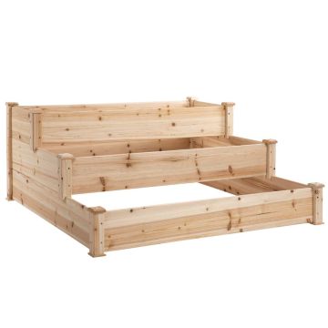 Поднятая грядка Outsunny 120x120x56см, светло-коричневого цвета