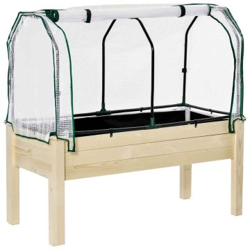 Приподнятая грядка Outsunny 121x55x117 см, светло-коричневая/черная.