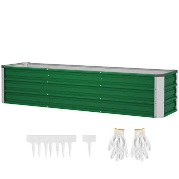 Приподнятая грядка Outsunny 183x47x40 см, зелено-серебристого цвета.