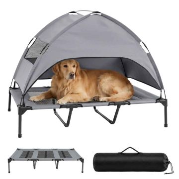 Raised dog bed, with removable canopy, 122.5 × 91 × 95 cm