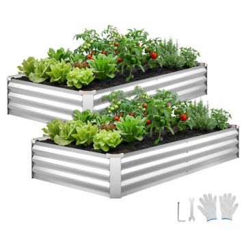 Kõrgpeenarde komplekt VEVOR YJ-ZZC0010, 2 tk, Hõbedane, 180 × 90 × 30 cm