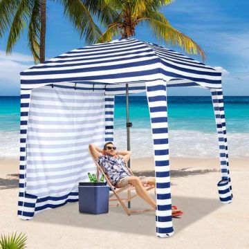 Sunshade tent with removable sidewall, 6 × 6 × 7-8 ft