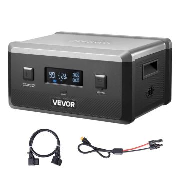Lisaaku VEVOR Q2400BP, 2160 Wh, must/hall, 38,7 × 27 × 19,6 cm