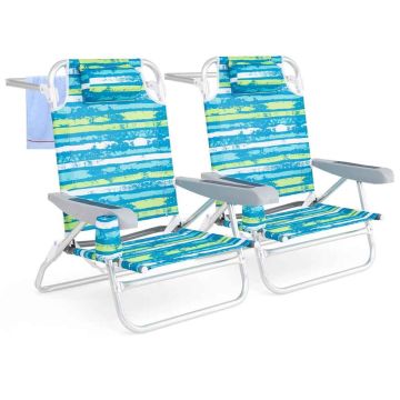Beach chairs, 2 pcs, Green, 62 × 80 × 54 cm