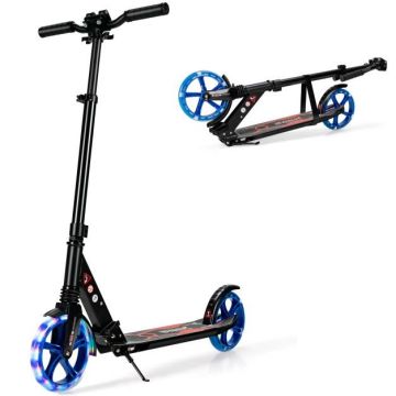 Scooter, Foldable, 3 Height Positions, Green/Blue/Black, 37 × 17 × 36–42 inches
