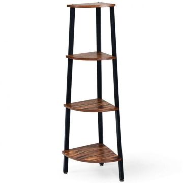 Free-standing corner shelf, 4 tiers, Silver, 35 × 126 × 35 cm