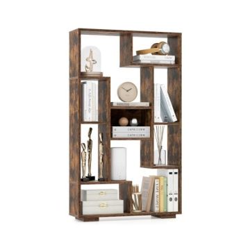Freestanding bookshelf, 11 open shelves, Brown, 70 × 120 × 20 cm