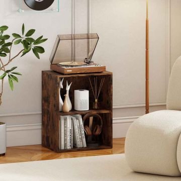 Freestanding bookshelf, 2 open cubes, Brown, 42 × 53.5 × 29.5 cm