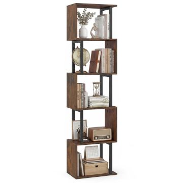 5-tier bookshelf, Black/brown and black/white, 38 × 147 × 23.5 cm