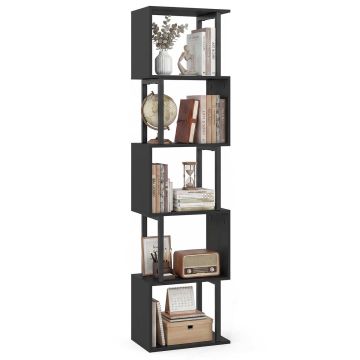 5-tier bookshelf, Black/brown and black/white, 38 × 147 × 23.5 cm