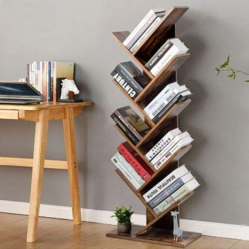Freestanding bookshelf, 8 open shelves, 50.8 × 139.7 × 27.94 cm
