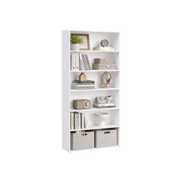 VASAGLE freestanding bookshelf, 3 compartments, White, 80 × 160.7 × 24 cm