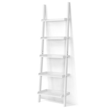 Ladder shelf, 5-tier, White, 58.42 × 189.23 × 33.02 cm