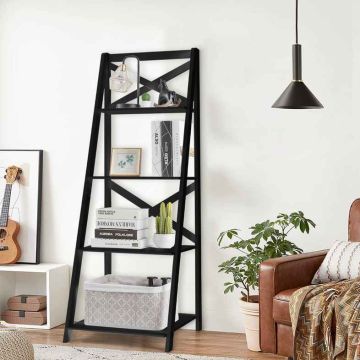 Four-tiered shelf, Black, 50.8 × 143 × 46 cm